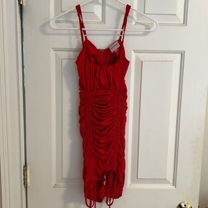 Skylar + Madison | Red Scrunch Mini Dress